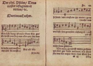 "Ein feste Burg" as it appears in Joseph Klug, "Geistliche Lieder auffs new gebessert," Wittenberg, 1533.